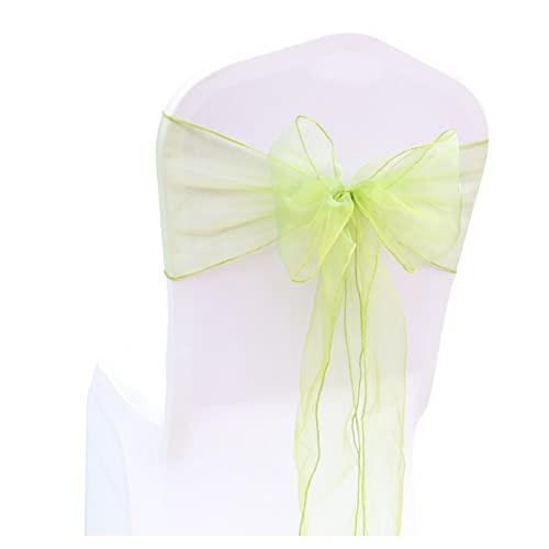 SHTGOI 10 Stück Organza Stuhl Schärpen Schleifen Bänder Stuhlhusse Tüll Stuhlschleifen Stuhlschärpe für Hochzeit Geburtstag Party Empfang Bankette Dekoration 18 x 275 cm Grasgrün von SHTGOI