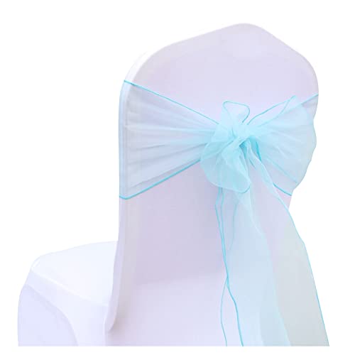 SHTGOI 10 Stück Organza Stuhl Schärpen Schleifen Bänder Stuhlhusse Tüll Stuhlschleifen Stuhlschärpe für Hochzeit Geburtstag Party Empfang Bankette Dekoration 18 x 275 cm Türkis von SHTGOI