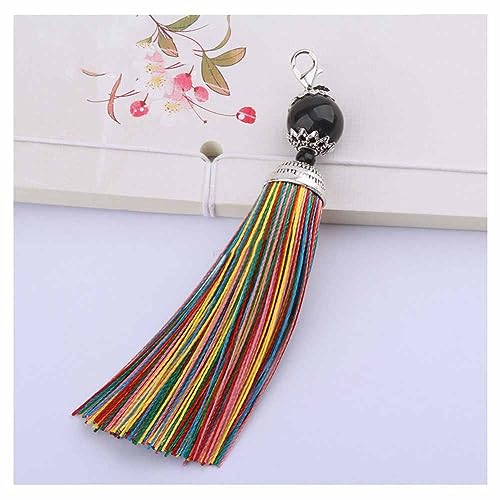 SHTGOI 10 Stück Quasten anhänger 11cm Troddel Anhänger Seidig Weiche Bunte Quasten Lesezeichen Schlüsselanhänger mit Perlen für schmuckherstellung Souvenir-Lesezeichen DIY sastelzubehö Farbig von SHTGOI