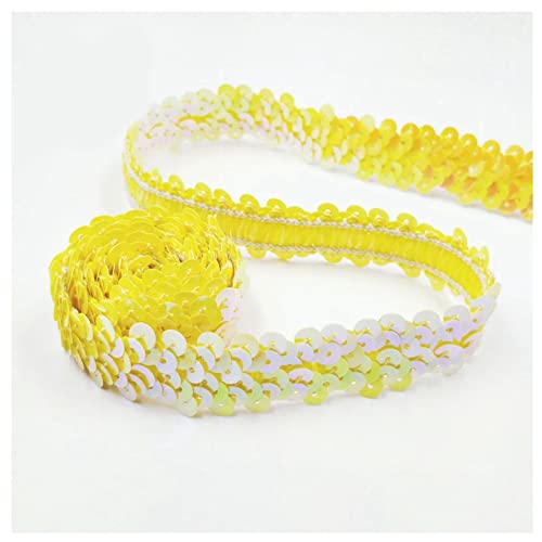 SHTGOI 10 Yards Pailletten Bänder Elastisch Glitzer Paillettenbesatz 2 cm Breite Paillettenband Trim 2-Reihiger Paillettenborte Stoffband für DIY Nähen Kleidung Handwerk Deko Gelb SHTGOI 10 Yards Pailletten Bänder Elastisch Glitzer Paillettenbesatz 2 cm Breite Paillettenband Trim 2-Reihiger Paillettenborte Stoffband für DIY Nähen Kleidung Handwerk Deko Gelb von SHTGOI