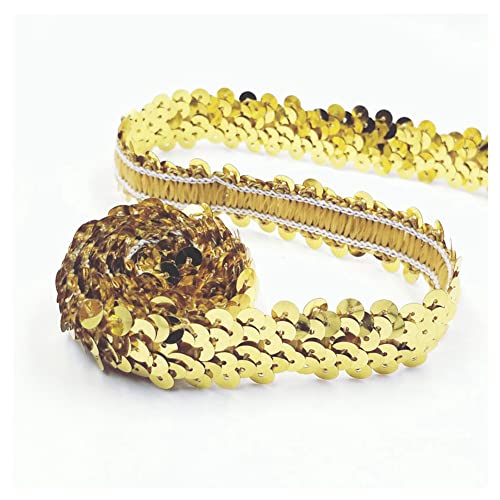 SHTGOI 10 Yards Pailletten Bänder Elastisch Glitzer Paillettenbesatz 2 cm Breite Paillettenband Trim 2-Reihiger Paillettenborte Stoffband für DIY Nähen Kleidung Handwerk Deko Gold SHTGOI 10 Yards Pailletten Bänder Elastisch Glitzer Paillettenbesatz 2 cm Breite Paillettenband Trim 2-Reihiger Paillettenborte Stoffband für DIY Nähen Kleidung Handwerk Deko Gold von SHTGOI