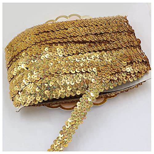 SHTGOI 10 Yards Pailletten Bänder Elastisch Glitzer Paillettenbesatz 2 cm Breite Paillettenband Trim 2-Reihiger Paillettenborte Stoffband für DIY Nähen Kleidung Handwerk Deko Lasergold 1# SHTGOI 10 Yards Pailletten Bänder Elastisch Glitzer Paillettenbesatz 2 cm Breite Paillettenband Trim 2-Reihiger Paillettenborte Stoffband für DIY Nähen Kleidung Handwerk Deko Lasergold 1# von SHTGOI