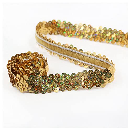 SHTGOI 10 Yards Pailletten Bänder Elastisch Glitzer Paillettenbesatz 2 cm Breite Paillettenband Trim 2-Reihiger Paillettenborte Stoffband für DIY Nähen Kleidung Handwerk Deko Lasergold SHTGOI 10 Yards Pailletten Bänder Elastisch Glitzer Paillettenbesatz 2 cm Breite Paillettenband Trim 2-Reihiger Paillettenborte Stoffband für DIY Nähen Kleidung Handwerk Deko Lasergold von SHTGOI