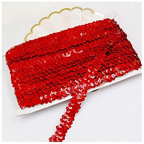 SHTGOI 10 Yards Pailletten Bänder Elastisch Glitzer Paillettenbesatz 2 cm Breite Paillettenband Trim 2-Reihiger Paillettenborte Stoffband für DIY Nähen Kleidung Handwerk Deko Laserrot SHTGOI 10 Yards Pailletten Bänder Elastisch Glitzer Paillettenbesatz 2 cm Breite Paillettenband Trim 2-Reihiger Paillettenborte Stoffband für DIY Nähen Kleidung Handwerk Deko Laserrot von SHTGOI