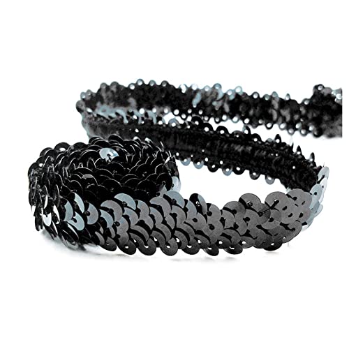 SHTGOI 10 Yards Pailletten Bänder Elastisch Glitzer Paillettenbesatz 2 cm Breite Paillettenband Trim 2-Reihiger Paillettenborte Stoffband für DIY Nähen Kleidung Handwerk Deko Schwarz SHTGOI 10 Yards Pailletten Bänder Elastisch Glitzer Paillettenbesatz 2 cm Breite Paillettenband Trim 2-Reihiger Paillettenborte Stoffband für DIY Nähen Kleidung Handwerk Deko Schwarz von SHTGOI