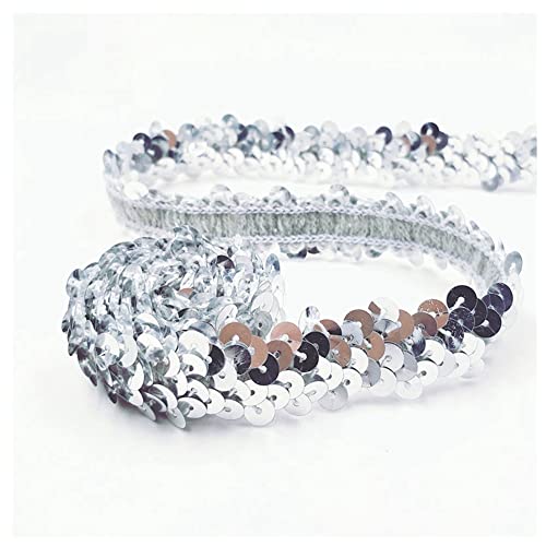 SHTGOI 10 Yards Pailletten Bänder Elastisch Glitzer Paillettenbesatz 2 cm Breite Paillettenband Trim 2-Reihiger Paillettenborte Stoffband für DIY Nähen Kleidung Handwerk Deko Silber SHTGOI 10 Yards Pailletten Bänder Elastisch Glitzer Paillettenbesatz 2 cm Breite Paillettenband Trim 2-Reihiger Paillettenborte Stoffband für DIY Nähen Kleidung Handwerk Deko Silber von SHTGOI