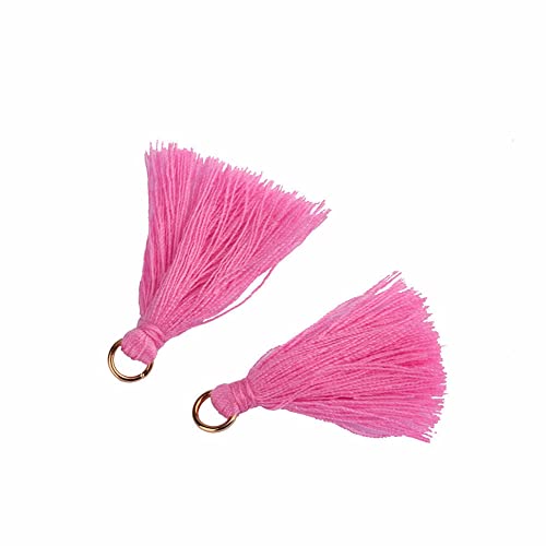 SHTGOI 100 Stück Bunt Mini Quasten 3cm Klein Troddel Handgemachte Baumwolle Troddeln Tassel Anhänger für DIY Handwerk Schmuck Souvenir Zubehör Schlüsselanhänger Lesezeichen Armbänder Hellrosarot von SHTGOI