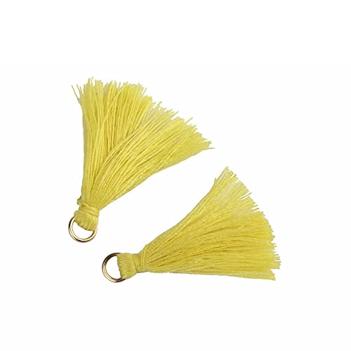SHTGOI 100 Stück Bunt Mini Quasten 3cm Klein Troddel Handgemachte Baumwolle Troddeln Tassel Anhänger für DIY Handwerk Schmuck Souvenir Zubehör Schlüsselanhänger Lesezeichen Armbänder Gelb von SHTGOI