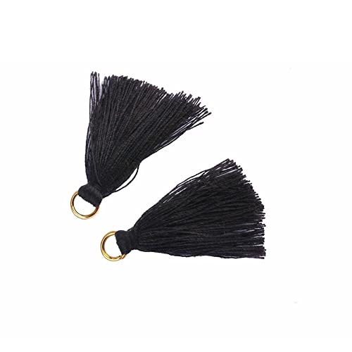 SHTGOI 100 Stück Bunt Mini Quasten 3cm Klein Troddel Handgemachte Baumwolle Troddeln Tassel Anhänger für DIY Handwerk Schmuck Souvenir Zubehör Schlüsselanhänger Lesezeichen Armbänder Navy Blau von SHTGOI