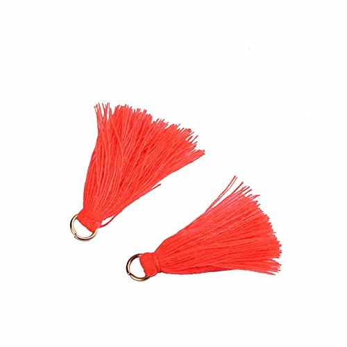 SHTGOI 100 Stück Bunt Mini Quasten 3cm Klein Troddel Handgemachte Baumwolle Troddeln Tassel Anhänger für DIY Handwerk Schmuck Souvenir Zubehör Schlüsselanhänger Lesezeichen Armbänder Orange von SHTGOI