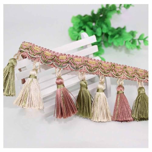 SHTGOI 11M Vorhang Fransenborte Handgestrickte Seiden Fransenbesatz mit Quasten Kugel Luxuriös Quastenbesatz Kugelquaste Trimmen zum Nähen Vorhangborte für Vorhänge, Kissen,Handwerk Rosa SHTGOI 11M Vorhang Fransenborte Handgestrickte Seiden Fransenbesatz mit Quasten Kugel Luxuriös Quastenbesatz Kugelquaste Trimmen zum Nähen Vorhangborte für Vorhänge, Kissen,Handwerk Rosa von SHTGOI