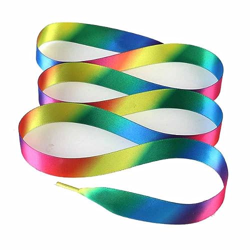 SHTGOI 2 Paar Satin Schnürsenkel Weiche Seide Schuhbänder 2cm Breit Universeller Flache Schnürsenkel Bunte Schnüre Ersatz Seidenschnürsenkel für Sportschuhe Laufschuhe Bergschuh 100cm Regenbogen von SHTGOI