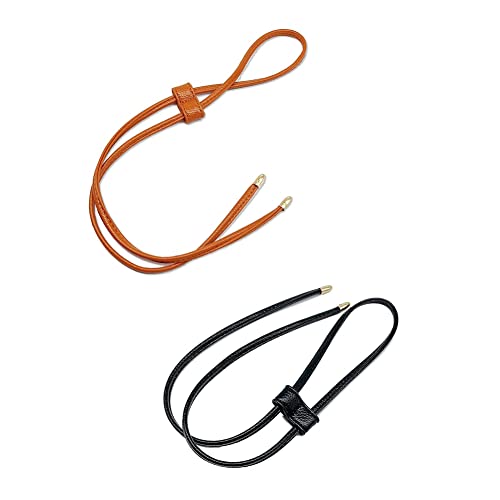 SHTGOI 2 Stück Abnehmbarer Leder Kordelzug 100cm 2 Farben Ledertasche Kordelzug PU Lederschnur Slide String Keeper Lederband Taschenzubehör für Umhängetasche Eimertasche Handtaschen von SHTGOI