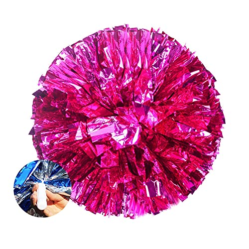 SHTGOI 2 Stück Cheerleading Pompons Metallfolie Cheerleading Pom Poms mit Handle Cheerleader Handblumen Cheers Blumenball für Sportveranstaltungen Ballspiele Tänze Karnevalspartys Rosarot 1# SHTGOI 2 Stück Cheerleading Pompons Metallfolie Cheerleading Pom Poms mit Handle Cheerleader Handblumen Cheers Blumenball für Sportveranstaltungen Ballspiele Tänze Karnevalspartys Rosarot 1# von SHTGOI