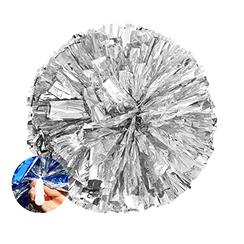 SHTGOI 2 Stück Cheerleading Pompons Metallfolie Cheerleading Pom Poms mit Handle Cheerleader Handblumen Cheers Blumenball für Sportveranstaltungen Ballspiele Tänze Karnevalspartys Silber 1# SHTGOI 2 Stück Cheerleading Pompons Metallfolie Cheerleading Pom Poms mit Handle Cheerleader Handblumen Cheers Blumenball für Sportveranstaltungen Ballspiele Tänze Karnevalspartys Silber 1# von SHTGOI