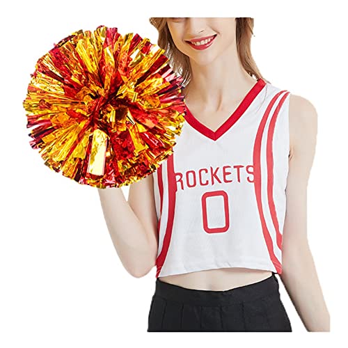 SHTGOI 2 Stück Cheerleading Pompons Metallfolie Cheerleading Pom Poms mit Ring Cheerleader Handblumen Cheers Blumenball für Sportveranstaltungen Ballspiele Tänze Karnevalspartys Rot+Gold SHTGOI 2 Stück Cheerleading Pompons Metallfolie Cheerleading Pom Poms mit Ring Cheerleader Handblumen Cheers Blumenball für Sportveranstaltungen Ballspiele Tänze Karnevalspartys Rot+Gold von SHTGOI