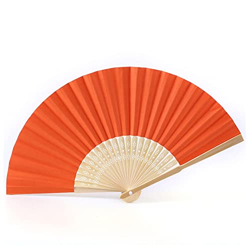 SHTGOI 2 Stück Handfächer Bunt Handheld Bambus Faltfächer Blank Folding Papier Fächer Hochzeit Hochzeitsfächer Taschenfächer Hand Fan Klappfächer für Kinder DIY Malerei Wedding Party Orange von SHTGOI