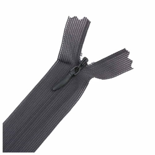 SHTGOI 2 Stück Seiden Unsichtbare Reißverschlüsse 60cm Teilbar Dünner Reißverschlüsse mit Zip-Kopf Größe 3 Elegant Diskret Reißverschlüsse zum nähen für Kleidung,Kissen,Taschen,Mäppchen Grau von SHTGOI