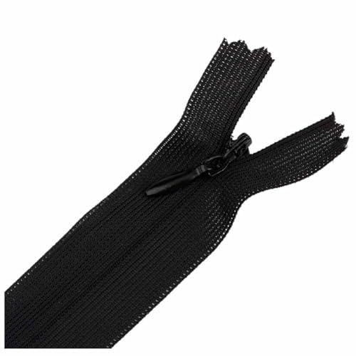 SHTGOI 2 Stück Seiden Unsichtbare Reißverschlüsse 60cm Teilbar Dünner Reißverschlüsse mit Zip-Kopf Größe 3 Elegant Diskret Reißverschlüsse zum nähen für Kleidung,Kissen,Taschen,Mäppchen Schwarz von SHTGOI