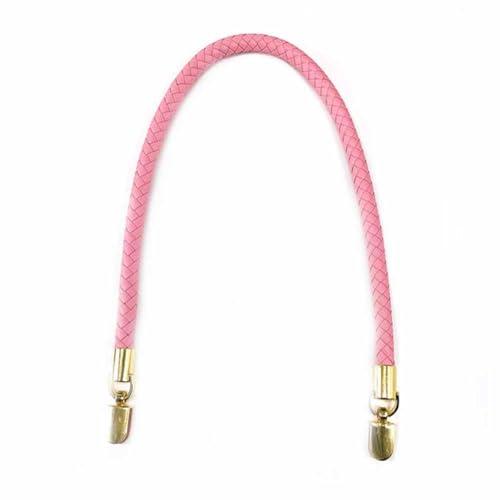 SHTGOI 2 Stück Taschengriffe PU Leder Geflochtene Taschenhenkel 1.2 cm Breit Taschengurt mit Gold Karabinerhaken Ersatzhenkel Handtaschengriffe für DIY Taschen Schultergurt zubehör Rosa 40cm von SHTGOI