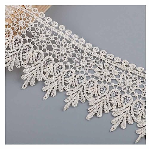 SHTGOI 2 Yard Spitzenband Vintage-Stil Häkelband Stickerei Spitzenbesatz Zierband Nähen Polyester Spitzenbordüre Baumwolle Dekoband für DIY Handwerk Hochzeit Geschenk Verpackung Breite 9cm Beige von SHTGOI
