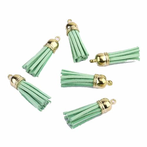 SHTGOI 20 Stück Leder Quaste 3CM Klein Wildleder Quaste mit mit Goldener Kappe Kunstleder Schlüsselanhänger Taschenanhänger Troddel Anhänger für DIY Tasche Schmuck Basteln Charm Zubehör Hellgrün SHTGOI 20 Stück Leder Quaste 3CM Klein Wildleder Quaste mit mit Goldener Kappe Kunstleder Schlüsselanhänger Taschenanhänger Troddel Anhänger für DIY Tasche Schmuck Basteln Charm Zubehör Hellgrün von SHTGOI