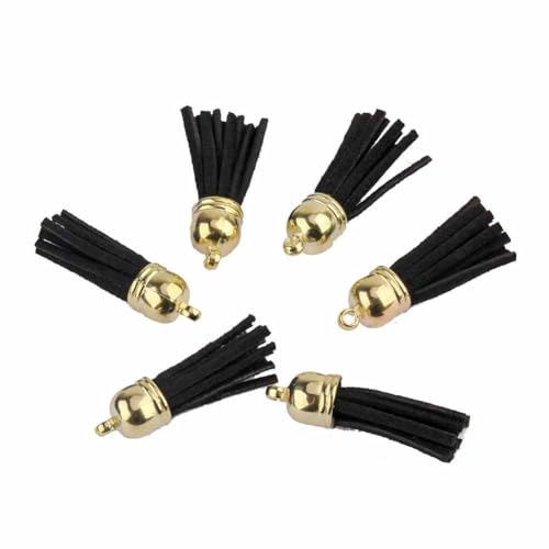 SHTGOI 20 Stück Leder Quaste 3CM Klein Wildleder Quaste mit mit Goldener Kappe Kunstleder Schlüsselanhänger Taschenanhänger Troddel Anhänger für DIY Tasche Schmuck Basteln Charm Zubehör Schwarz SHTGOI 20 Stück Leder Quaste 3CM Klein Wildleder Quaste mit mit Goldener Kappe Kunstleder Schlüsselanhänger Taschenanhänger Troddel Anhänger für DIY Tasche Schmuck Basteln Charm Zubehör Schwarz von SHTGOI