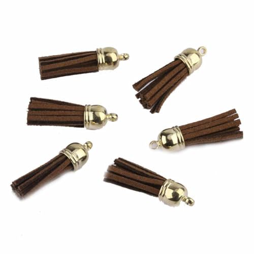 SHTGOI 20 Stück Leder Quaste 3CM Klein Wildleder Quaste mit mit Goldener Kappe Kunstleder Schlüsselanhänger Taschenanhänger Troddel Anhänger für DIY Tasche Schmuck Basteln Charm Zubehör Dunkelbraun SHTGOI 20 Stück Leder Quaste 3CM Klein Wildleder Quaste mit mit Goldener Kappe Kunstleder Schlüsselanhänger Taschenanhänger Troddel Anhänger für DIY Tasche Schmuck Basteln Charm Zubehör Dunkelbraun von SHTGOI