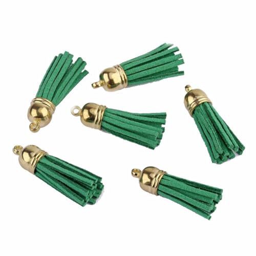 SHTGOI 20 Stück Leder Quaste 3CM Klein Wildleder Quaste mit mit Goldener Kappe Kunstleder Schlüsselanhänger Taschenanhänger Troddel Anhänger für DIY Tasche Schmuck Basteln Charm Zubehör Grün SHTGOI 20 Stück Leder Quaste 3CM Klein Wildleder Quaste mit mit Goldener Kappe Kunstleder Schlüsselanhänger Taschenanhänger Troddel Anhänger für DIY Tasche Schmuck Basteln Charm Zubehör Grün von SHTGOI
