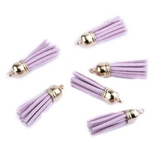 SHTGOI 20 Stück Leder Quaste 3CM Klein Wildleder Quaste mit mit Goldener Kappe Kunstleder Schlüsselanhänger Taschenanhänger Troddel Anhänger für DIY Tasche Schmuck Basteln Charm Zubehör Helles Lila SHTGOI 20 Stück Leder Quaste 3CM Klein Wildleder Quaste mit mit Goldener Kappe Kunstleder Schlüsselanhänger Taschenanhänger Troddel Anhänger für DIY Tasche Schmuck Basteln Charm Zubehör Helles Lila von SHTGOI