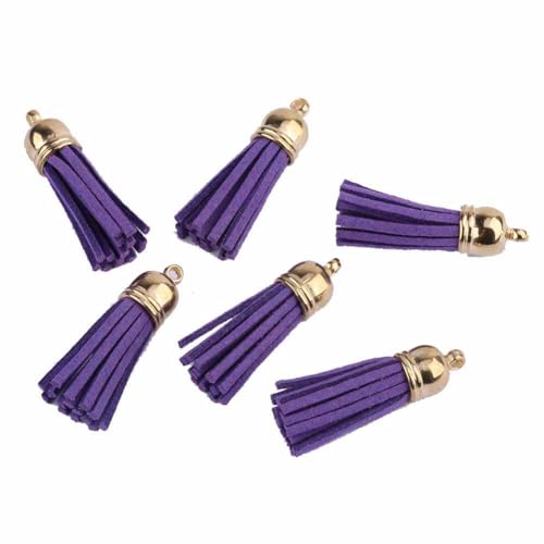 SHTGOI 20 Stück Leder Quaste 3CM Klein Wildleder Quaste mit mit Goldener Kappe Kunstleder Schlüsselanhänger Taschenanhänger Troddel Anhänger für DIY Tasche Schmuck Basteln Charm Zubehör Indigo Lila SHTGOI 20 Stück Leder Quaste 3CM Klein Wildleder Quaste mit mit Goldener Kappe Kunstleder Schlüsselanhänger Taschenanhänger Troddel Anhänger für DIY Tasche Schmuck Basteln Charm Zubehör Indigo Lila von SHTGOI