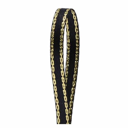 SHTGOI 20m/Rolle Satinband 3cm Breit Seidenband Geschenkband mit Gold Drahtkante Doppelseitig Satin Schleifenband Dekoband für Geschenkverpackungen,Hochzeit,Geburtstag,Kuchendekoration Schwarz von SHTGOI