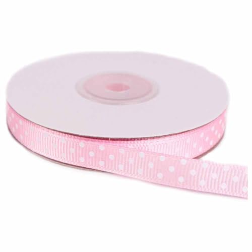 SHTGOI 25 Yards/Rolle Punkte Grosgrain-Band 1cm Breit Gepunktetes Schleifenband/Geschenkband/Dekoband DIY Polka Dot Ripsband Fabric Band für Party Hochzeit Geschenke Blumen Dekoration Rosa von SHTGOI