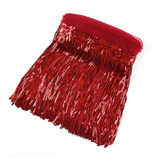 SHTGOI 3 Yard 20 cm Breite Pailletten Fransenborte Fransen Quaste Fransenband Schnittfranse Quastenbesatz Dekoband Tanzfransen Nähzubehör für Kostüme Kleider Garment Apparel DIY Groß Rot SHTGOI 3 Yard 20 cm Breite Pailletten Fransenborte Fransen Quaste Fransenband Schnittfranse Quastenbesatz Dekoband Tanzfransen Nähzubehör für Kostüme Kleider Garment Apparel DIY Groß Rot von SHTGOI