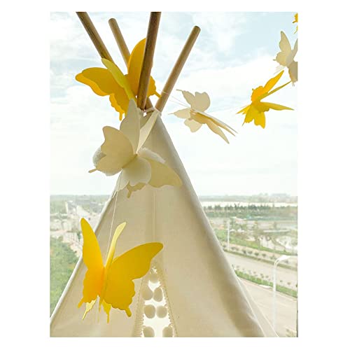 SHTGOI 4 Stück 3D Butterfly Papier Girlande Schmetterling Banner String Handgefertigt Hängende Dekorative Garland für Hochzeit Baby Dusche Geburtstag und Thema Dekor Farbverlauf Gelb von SHTGOI