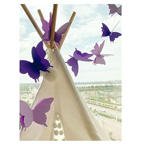 SHTGOI 4 Stück 3D Butterfly Papier Girlande Schmetterling Banner String Handgefertigt Hängende Dekorative Garland für Hochzeit Baby Dusche Geburtstag und Thema Dekor Farbverlauf Lila von SHTGOI