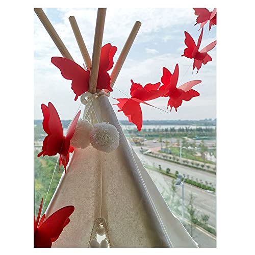 SHTGOI 4 Stück 3D Butterfly Papier Girlande Schmetterling Banner String Handgefertigt Hängende Dekorative Garland für Hochzeit Baby Dusche Geburtstag und Thema Dekor Farbverlauf Rot von SHTGOI