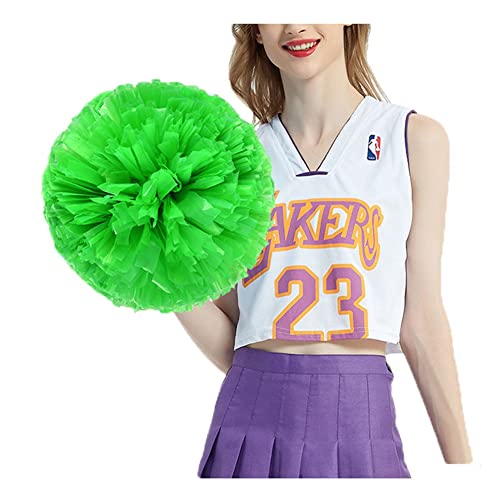 SHTGOI 4 Stück Cheerleading Pompoms Cheerleader Pom Poms Handblumen mit Ring Hell Handgekurbelter Blumenball für Sportwettbewerb Urlaub Feiern Tänze Karnevalspartys Grün von SHTGOI