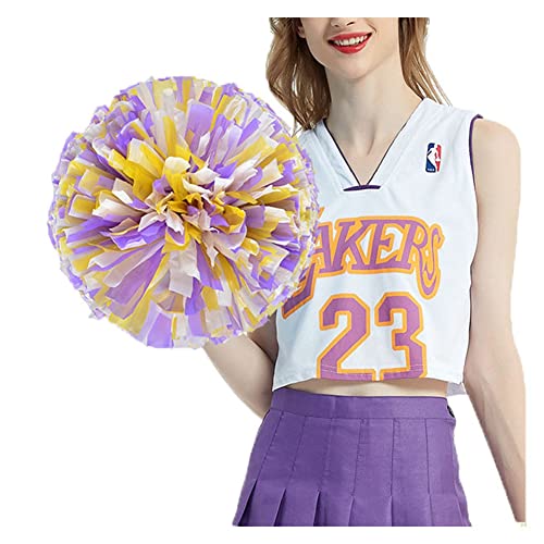 SHTGOI 4 Stück Cheerleading Pompoms Cheerleader Pom Poms Handblumen mit Ring Hell Handgekurbelter Blumenball für Sportwettbewerb Urlaub Feiern Tänze Karnevalspartys Lila+Gelb+Weiß SHTGOI 4 Stück Cheerleading Pompoms Cheerleader Pom Poms Handblumen mit Ring Hell Handgekurbelter Blumenball für Sportwettbewerb Urlaub Feiern Tänze Karnevalspartys Lila+Gelb+Weiß von SHTGOI