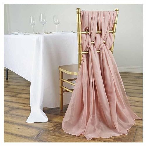 SHTGOI 5 Stück Tüll Stuhlschleifen 55 * 200cm Organza Stuhlschleife Stuhl Chiffon Stuhlschärpen Hochzeit Krawatte Stuhl Abdeckung Band Stuhl Deko für Hochzeit Jahrestag Partys Heimdeko Altrosa von SHTGOI