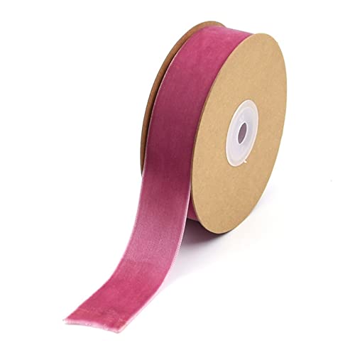 SHTGOI 5 Yard/Roll 25mm Breite Samtband Samtborte Schleifenband Schmuckband Samt Dekoband Geschenkband Zierband für Haarschmuck Kleidung Geschenkbox Dekorationen Blumenverpackung Rosarot von SHTGOI