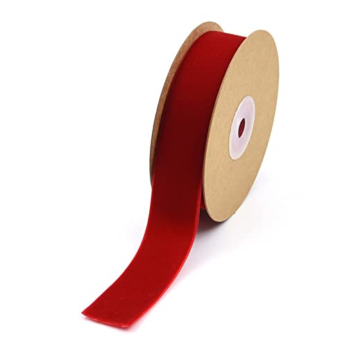 SHTGOI 5 Yard/Roll 25mm Breite Samtband Samtborte Schleifenband Schmuckband Samt Dekoband Geschenkband Zierband für Haarschmuck Kleidung Geschenkbox Dekorationen Blumenverpackung Rot von SHTGOI