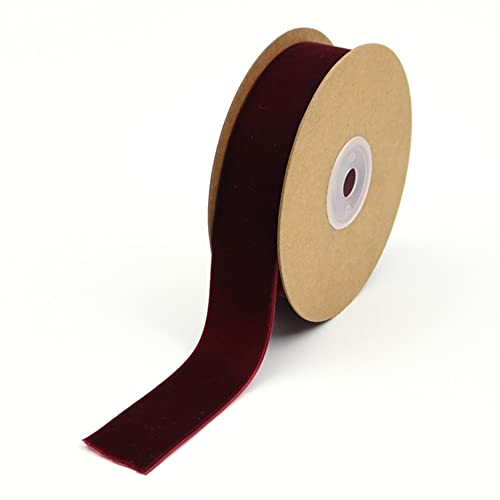 SHTGOI 5 Yard/Roll 25mm Breite Samtband Samtborte Schleifenband Schmuckband Samt Dekoband Geschenkband Zierband für Haarschmuck Kleidung Geschenkbox Dekorationen Blumenverpackung Rotwein von SHTGOI