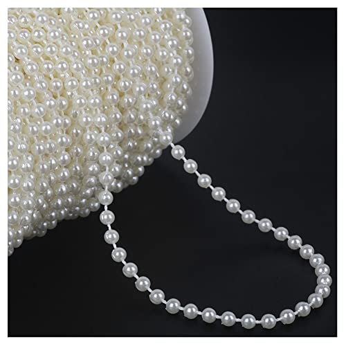 SHTGOI 5m/Rolle 5mm Perlengirlande Künstliche Perlen Kette Perlenkette Perlenband Angelschnur Kunstperlen Girlande für DIY Vorhang Haarschmuck Hochzeit Party Brautstrauß Tisch Deko 3# von SHTGOI