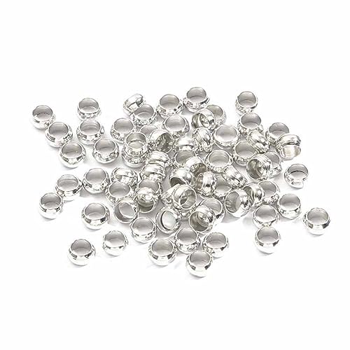 SHTGOI Abstandsperlen Set 2mm Edelstahl Runde Distanzperlen Nahtlose Kugelperlen Metall Kleine Bastelperlen mit Loch Schmuckperlen für DIY Armband Halskette Schmuck Herstellung 500pcs Silber von SHTGOI