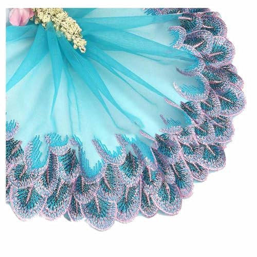 SHTGOI Bestickte Spitzenborte 10Yards Bunte Pfauenfedern Stickerei Tüll 18 cm Breite Spitzenband zum nähen Dekorative Spitzenbesatz Nähspitze für Hochzeitskleid Puppenkleidung Zubehör Himmelblau SHTGOI Bestickte Spitzenborte 10Yards Bunte Pfauenfedern Stickerei Tüll 18 cm Breite Spitzenband zum nähen Dekorative Spitzenbesatz Nähspitze für Hochzeitskleid Puppenkleidung Zubehör Himmelblau von SHTGOI