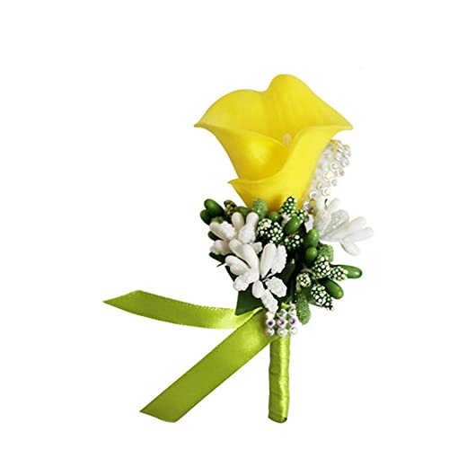 SHTGOI Calla Lily Boutonniere Künstlicher Blumenstrauß Strass Brosche Handgefertigte Ansteckblume mit Sicherheitsnadel Blume Corsagen Hochzeit Zubehör für Braut Bräutigam Gans Gelb SHTGOI Calla Lily Boutonniere Künstlicher Blumenstrauß Strass Brosche Handgefertigte Ansteckblume mit Sicherheitsnadel Blume Corsagen Hochzeit Zubehör für Braut Bräutigam Gans Gelb von SHTGOI