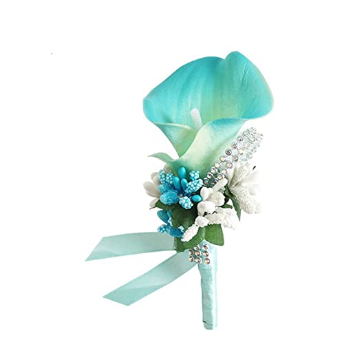 SHTGOI Calla Lily Boutonniere Künstlicher Blumenstrauß Strass Brosche Handgefertigte Ansteckblume mit Sicherheitsnadel Blume Corsagen Hochzeit Zubehör für Braut Bräutigam Himmelblau SHTGOI Calla Lily Boutonniere Künstlicher Blumenstrauß Strass Brosche Handgefertigte Ansteckblume mit Sicherheitsnadel Blume Corsagen Hochzeit Zubehör für Braut Bräutigam Himmelblau von SHTGOI