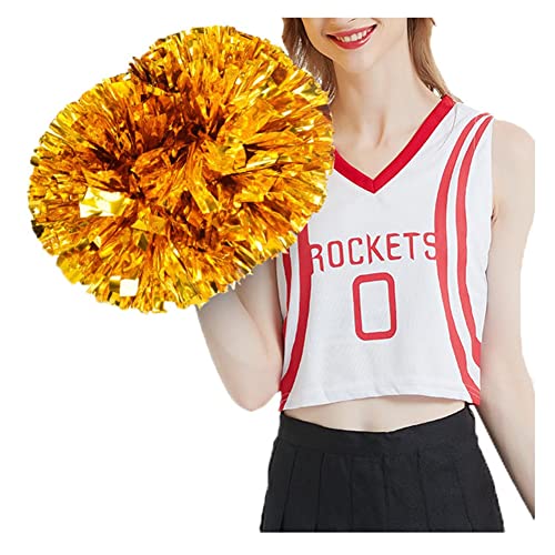 SHTGOI Cheerleading Pompons 2 Stück Metallic-Folie Cheerleading Pom Poms mit Handle Cheerleader Handblumen Cheers Blumenball für Sportveranstaltungen Ballspiele Tanzbedarf Gold SHTGOI Cheerleading Pompons 2 Stück Metallic-Folie Cheerleading Pom Poms mit Handle Cheerleader Handblumen Cheers Blumenball für Sportveranstaltungen Ballspiele Tanzbedarf Gold von SHTGOI