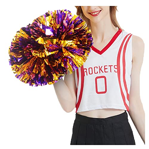 SHTGOI Cheerleading Pompons 2 Stück Metallic-Folie Cheerleading Pom Poms mit Handle Cheerleader Handblumen Cheers Blumenball für Sportveranstaltungen Ballspiele Tanzbedarf Lila+Gold SHTGOI Cheerleading Pompons 2 Stück Metallic-Folie Cheerleading Pom Poms mit Handle Cheerleader Handblumen Cheers Blumenball für Sportveranstaltungen Ballspiele Tanzbedarf Lila+Gold von SHTGOI